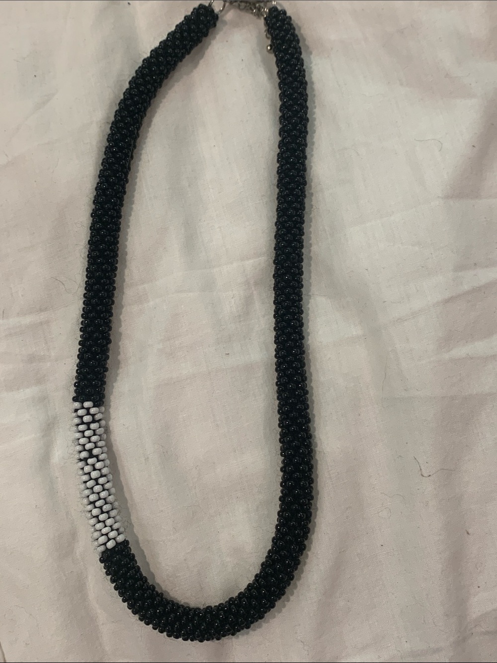 Black and White Beaded Necklace - Elegant Women's Statement Piece